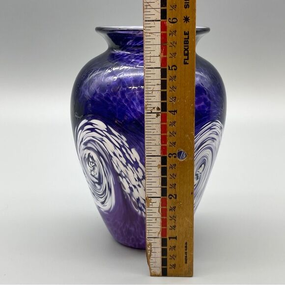 George Averbeck Art Glass Vase Signed 2008 Fire on the Mountain Studios - Picture 15 of 15